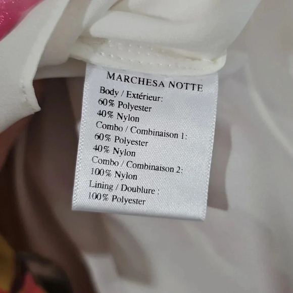 Marchesa Notte Colorblock Floral One-Shoulder Twisted Ruffle Dress Ivory Size 16 - Picture 10 of 13